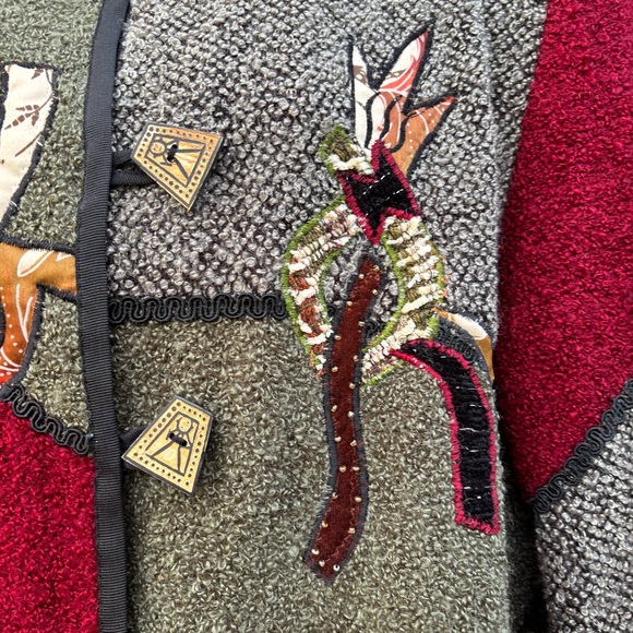 Vintage 90s Draper's & Damon's Women’s L Patchwork Jacket Christmas Cardigan - Picture 8 of 12